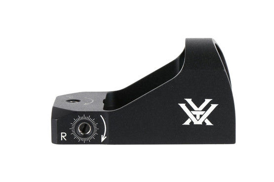The Vortex Viper pistol red dot sight has easy to use elevation and windage adjustment settings
